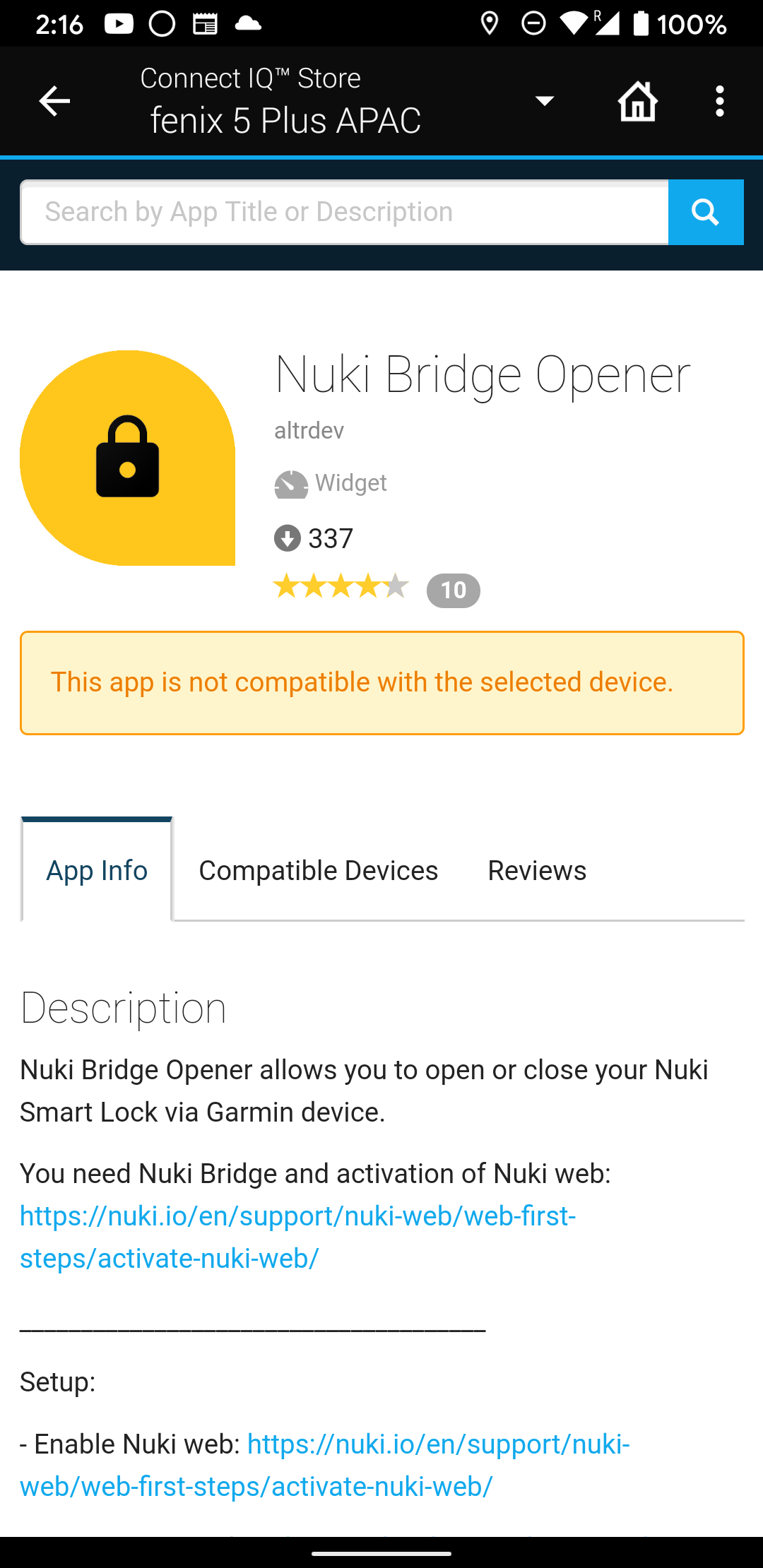 App for Garmin watch - #16 by - Integrations Nuki
